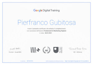 certificato Google Digital Training